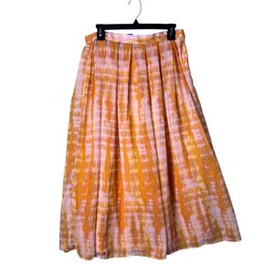 Who What Wear Skirt Size 8 Orange Yellow Tie Dye Maxi Pleated‎ Lined Flowy